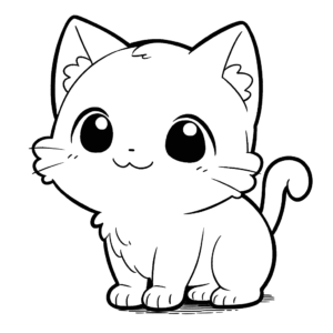 Dibujo de adorable gato de dibujos animados para colorear