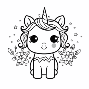 Dibujo de adorable unicorn para colorear