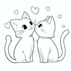 Dibujo de amor de gato para colorear