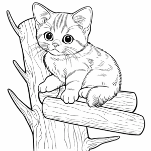 Dibujo de árbol para gatos para colorear