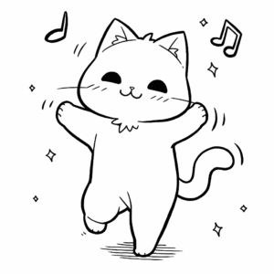 Dibujo de baile del gato para colorear