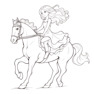 Dibujo de barbie a caballo para colorear