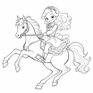 Dibujo de barbie a caballo para colorear