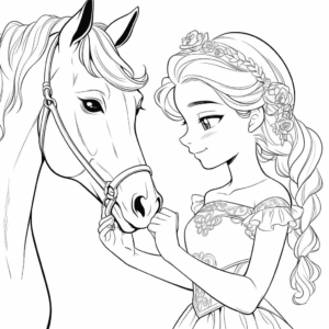 Dibujo de barbie y caballo para colorear