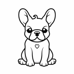 Dibujo de bulldog francés kawaii para colorear