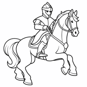 Dibujo de caballero a caballo para colorear