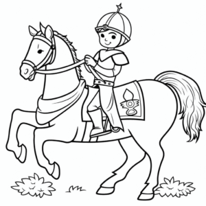 Dibujo de caballero y caballo para colorear