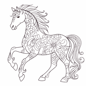 Dibujo de caballo antiestrés para colorear