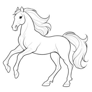 Dibujo de caballo blanco y negro para colorear