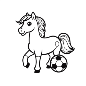 Dibujo de caballo con balón de fútbol para colorear