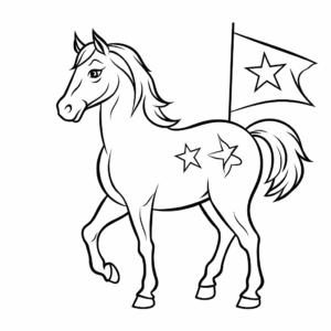 Dibujo de caballo con bandera para colorear