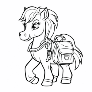 Dibujo de caballo con cartera para colorear