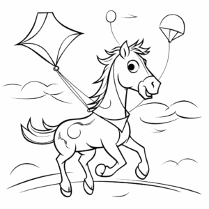 Dibujo de caballo con cometa para colorear