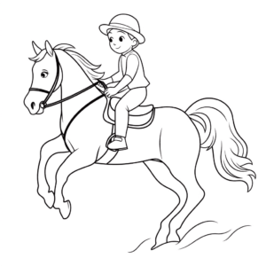 Dibujo de caballo con jinete para colorear