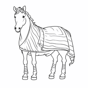 Dibujo de caballo con manta para colorear