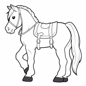 Dibujo de caballo con silla para colorear