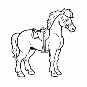 Dibujo de caballo con silla para colorear