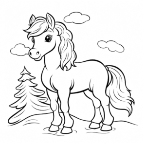 Dibujo de caballo de invierno para colorear