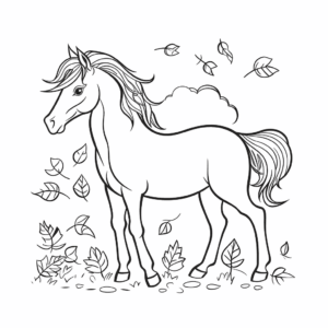 Dibujo de caballo en otoño para colorear