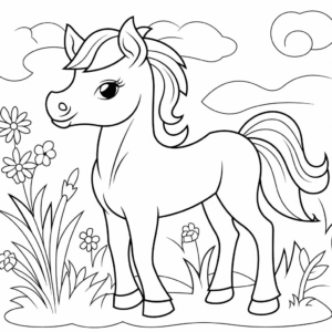 Dibujo de caballo fácil de colorear para colorear