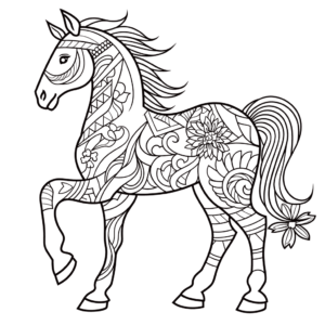 Dibujo de caballo mandala para colorear