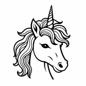 Dibujo de cabeza de unicornio para colorear