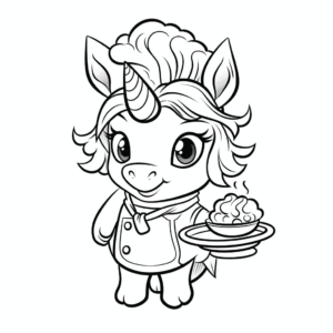 Dibujo de chef unicornio para colorear