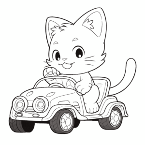 Dibujo de coche gato para colorear