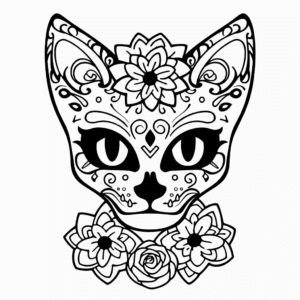 Dibujo de día del gato muerto para colorear