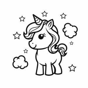 Dibujo de easy cute unicorn para colorear