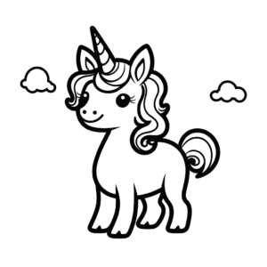 Dibujo de easy girly unicorn para colorear