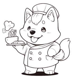 Dibujo de el perro como chef para colorear