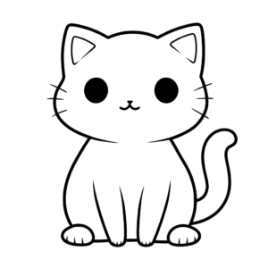 Dibujo de emoji de gato sencillo para colorear