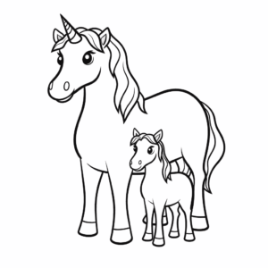 Dibujo de familia unicornio para colorear