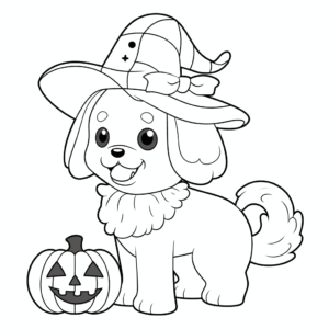 Dibujo de feliz halloween perro para colorear