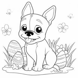 Dibujo de feliz pascua perro para colorear