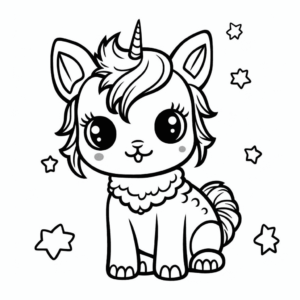 Dibujo de gatito unicornio para colorear