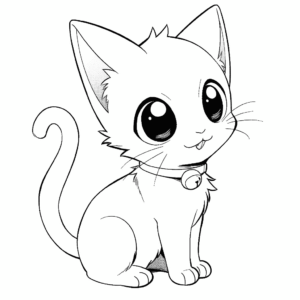 Dibujo de gato anime para colorear