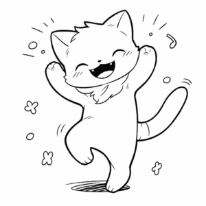 Dibujo de gato bailarín feliz para colorear