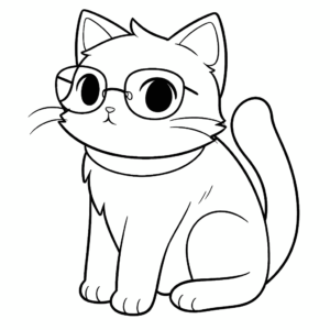 Dibujo de gato con gafas para colorear