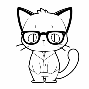 Dibujo de gato con gafas para colorear