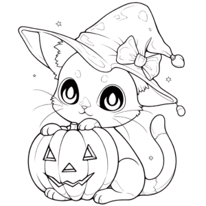 Dibujo de gato de halloween para colorear