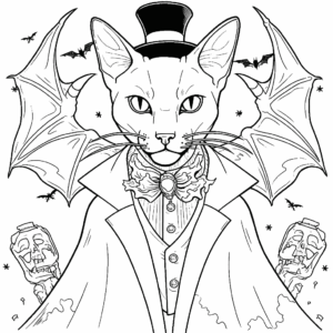 Dibujo de gato drácula para colorear