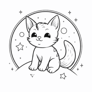 Dibujo de gato en el espacio para colorear