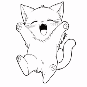 Dibujo de gato excitado para colorear