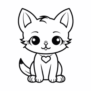 Dibujo de gato infantil para colorear