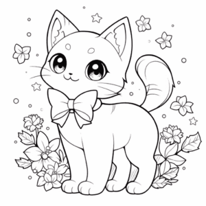 Dibujo de gato kawaii para colorear