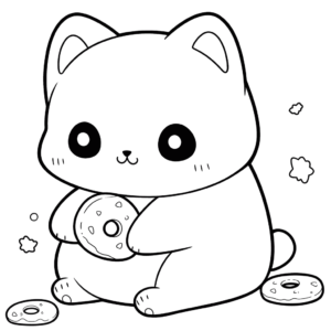 Dibujo de gato kawaii para colorear