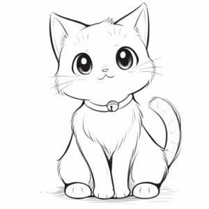 Dibujo de gato lindo anime para colorear