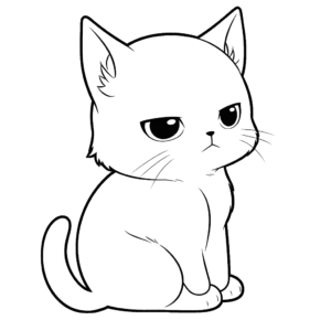 Dibujo de gato medio para colorear